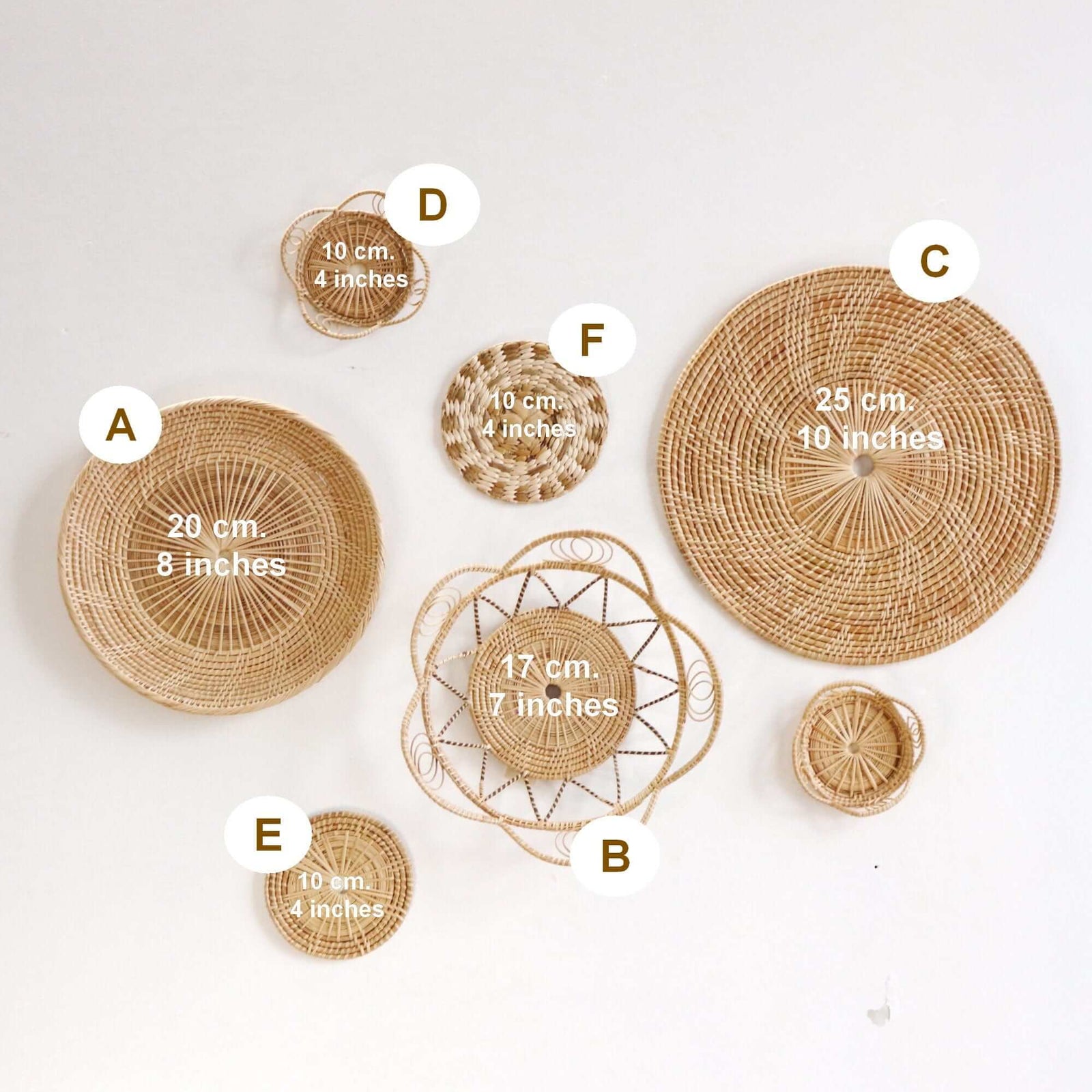 CHA YUN - Rattan Wall Hanging Set, Boho Decor, Handcrafted Home Accents