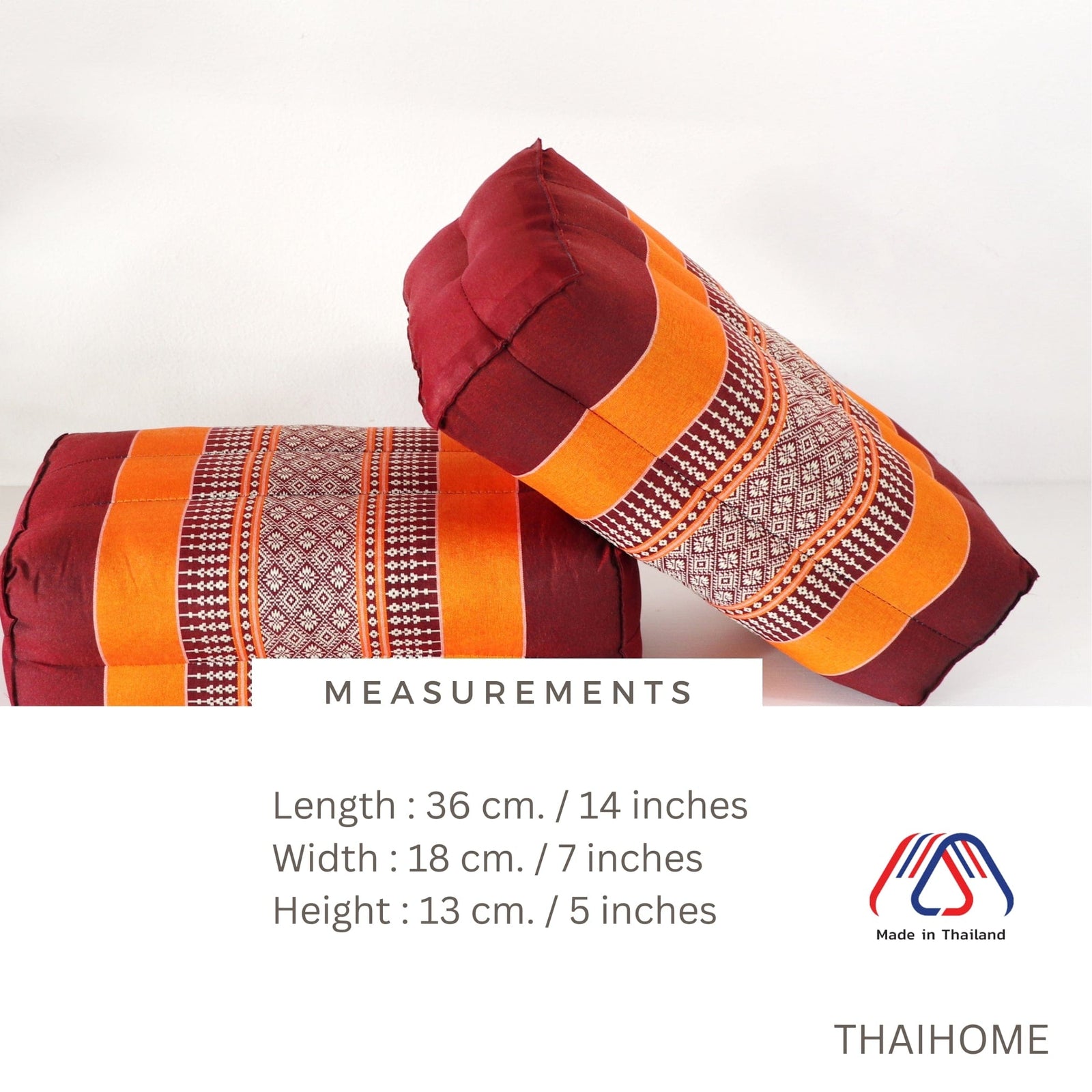 Thai Kapok Triangle Recliner Cushion ~ Green Burgundy – Collumino