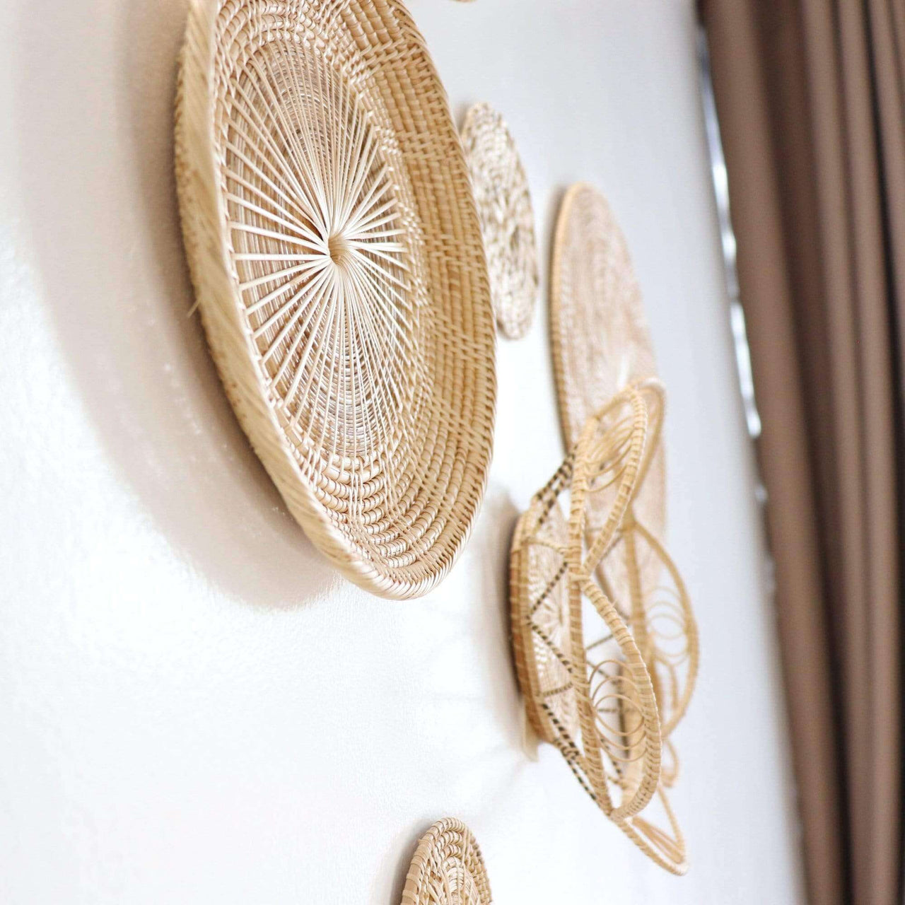 CHA YUN - Rattan Wall Hanging Set, Boho Decor, Handcrafted Home Accents