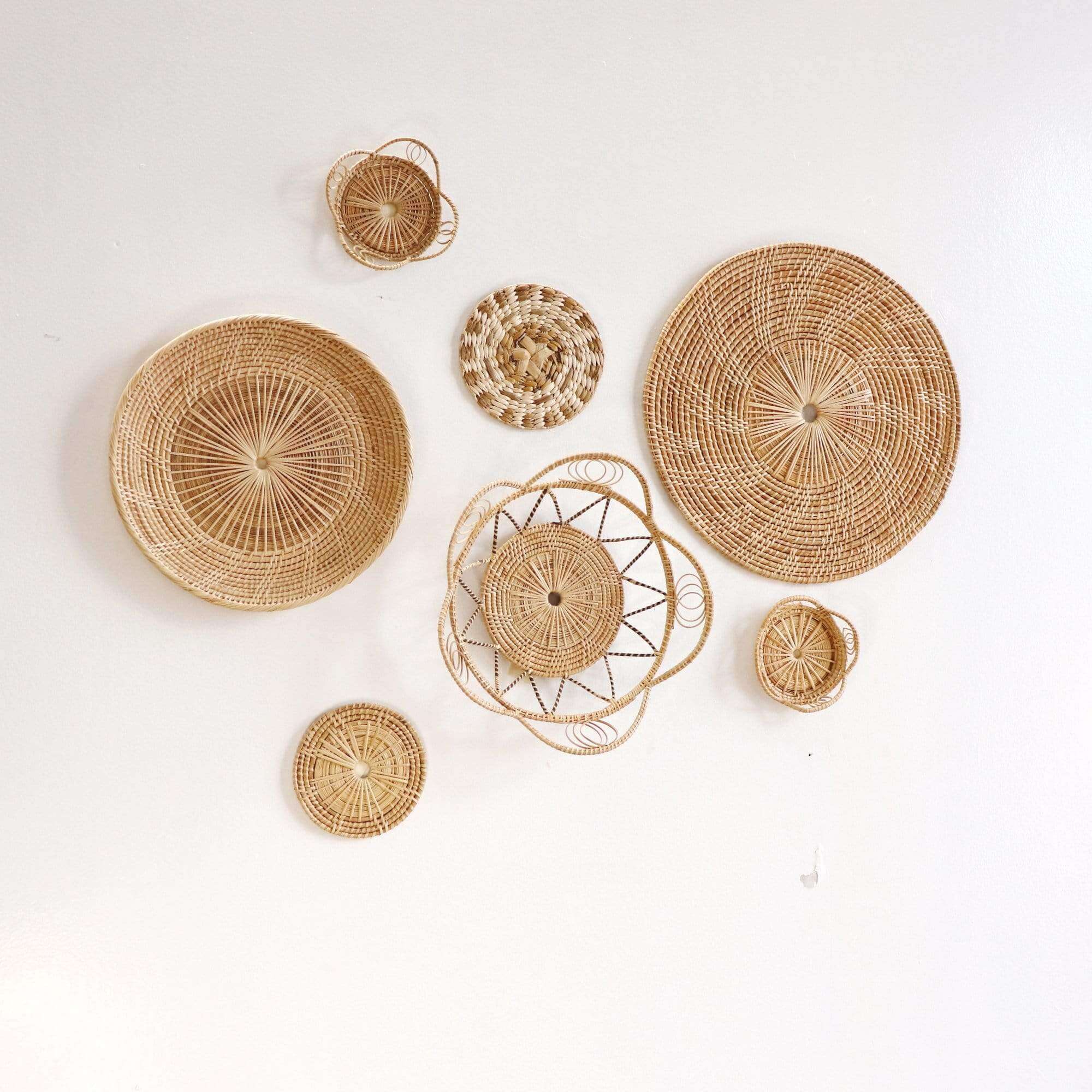 CHA YUN - Rattan Wall Hanging Set, Boho Decor, Handcrafted Home Accents