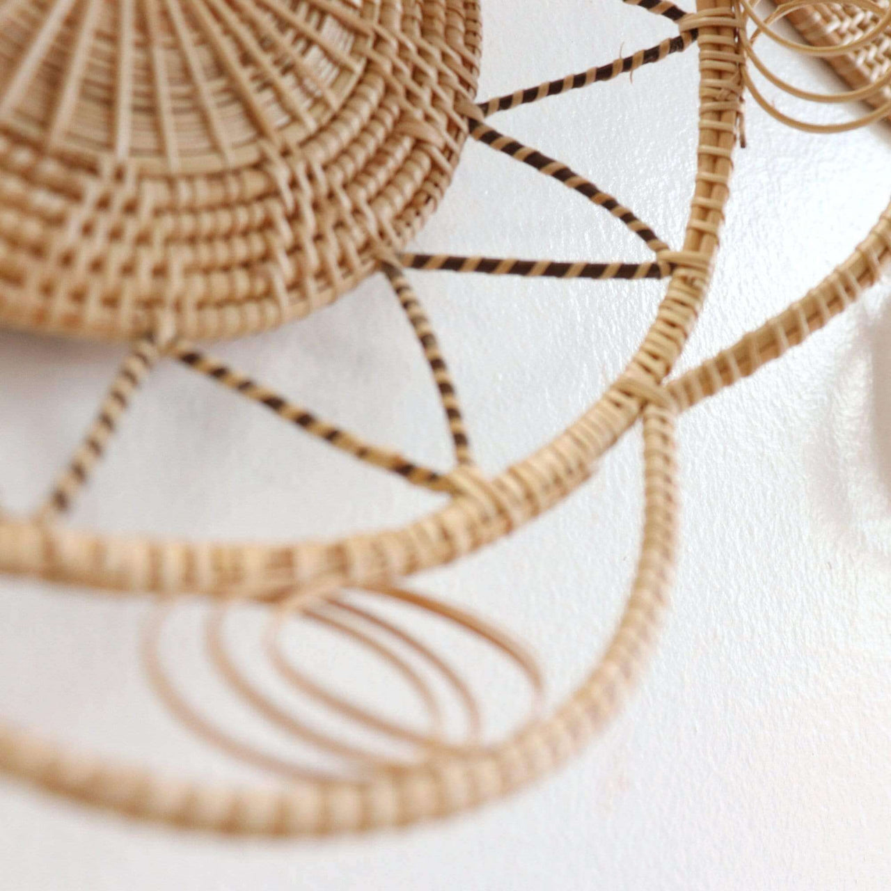 CHA YUN - Rattan Wall Hanging Set, Boho Decor, Handcrafted Home Accents