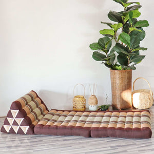 THAIHOME Cushion KORN KA NOK - Thai Kapok 2-Fold Floor Cushion with Triangle Recliner Cushion