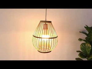 CHA NAI - Pantalla de lámpara colgante de bambú (25-38 cm)