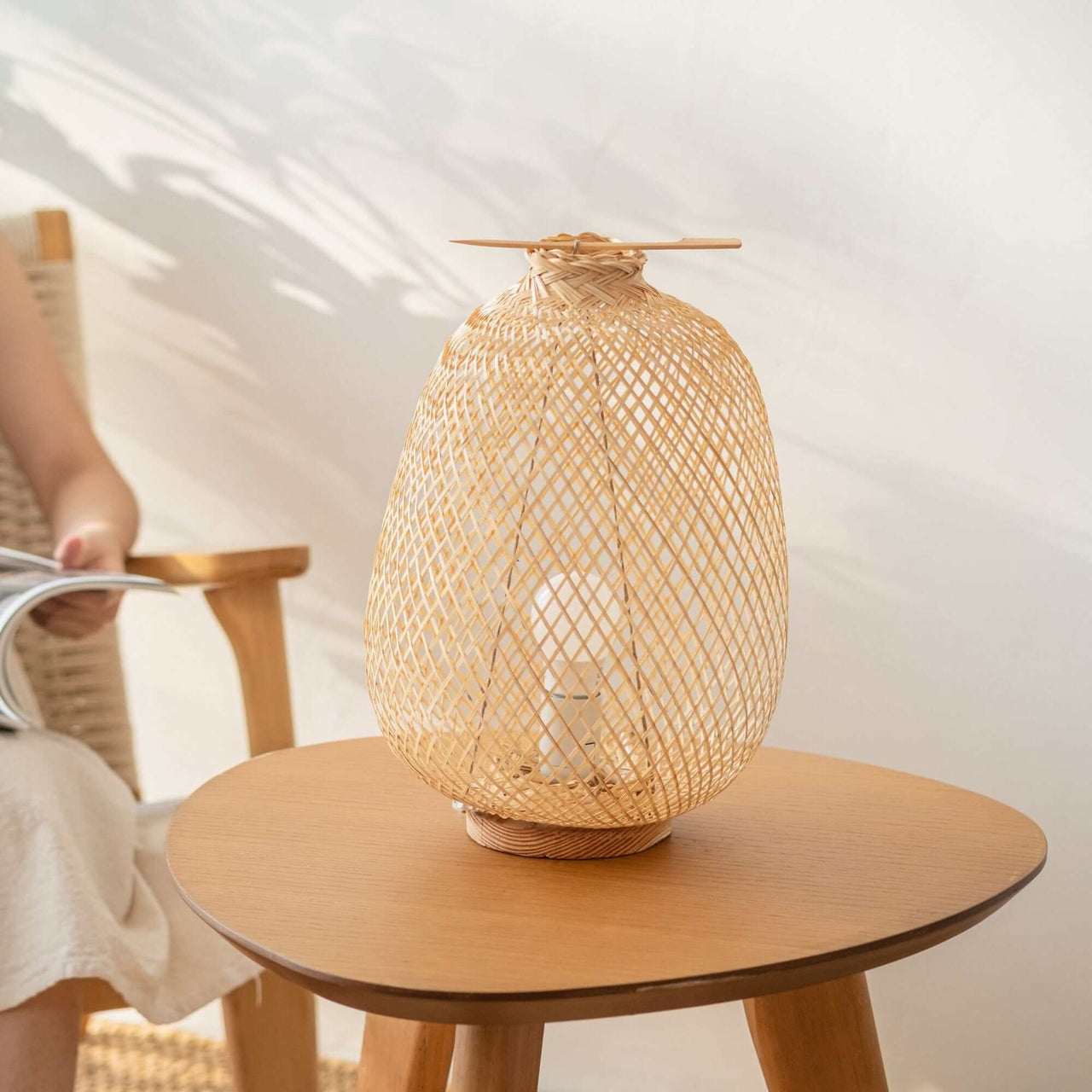 A NA - Bamboo Boho Table Lamp (14- 16 Inches)