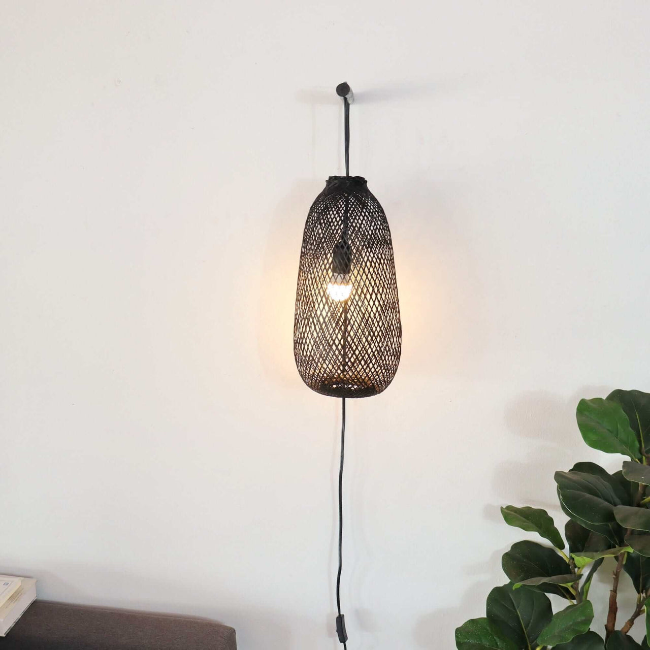 ME TI NEE - Black Boho Wall Sconce (Plug in)