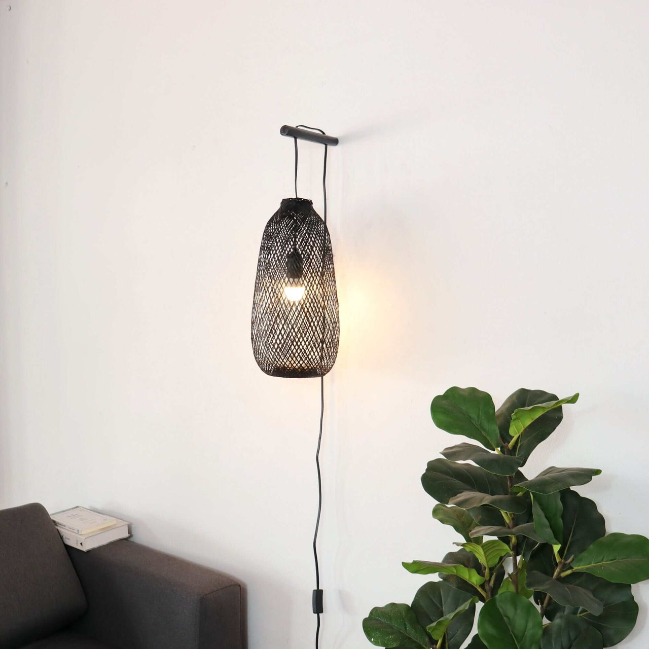 ME TI NEE - Black Boho Wall Sconce (Plug in)