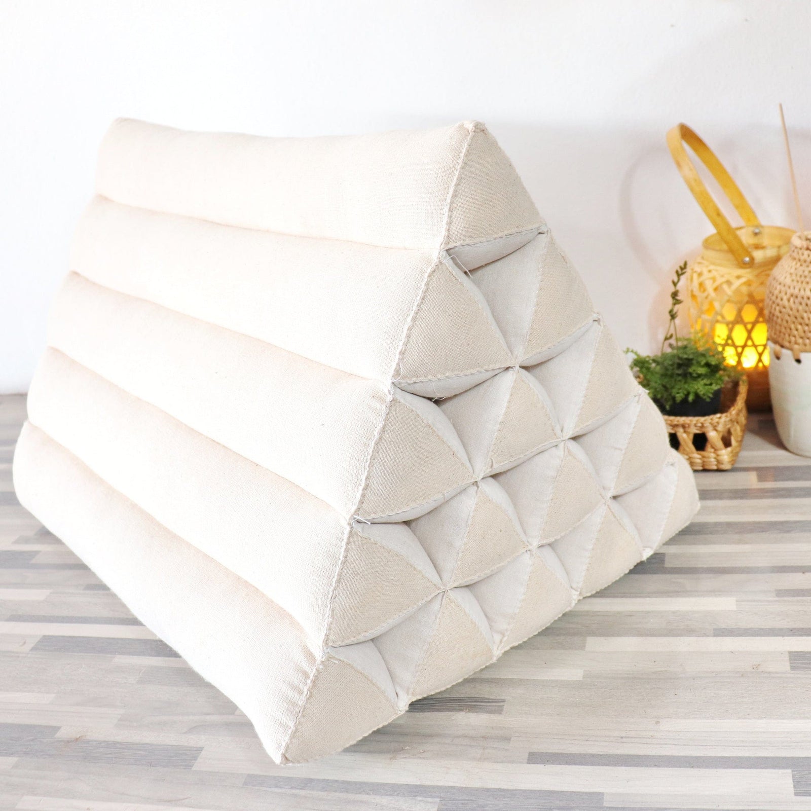 WA RA NA - Thai Triangle Pillow (White)