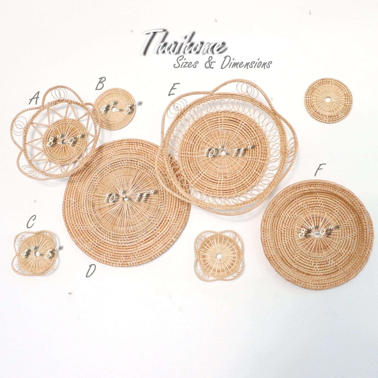 HOM - Rattan Wall Art Décor Hanging (Set of 8)