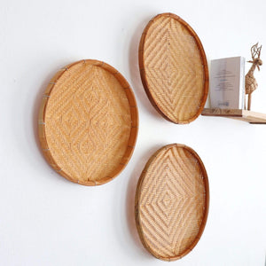 RANOO - Round Bamboo Wall Plates (Set of 3) 14 inches and 9 inches baskets