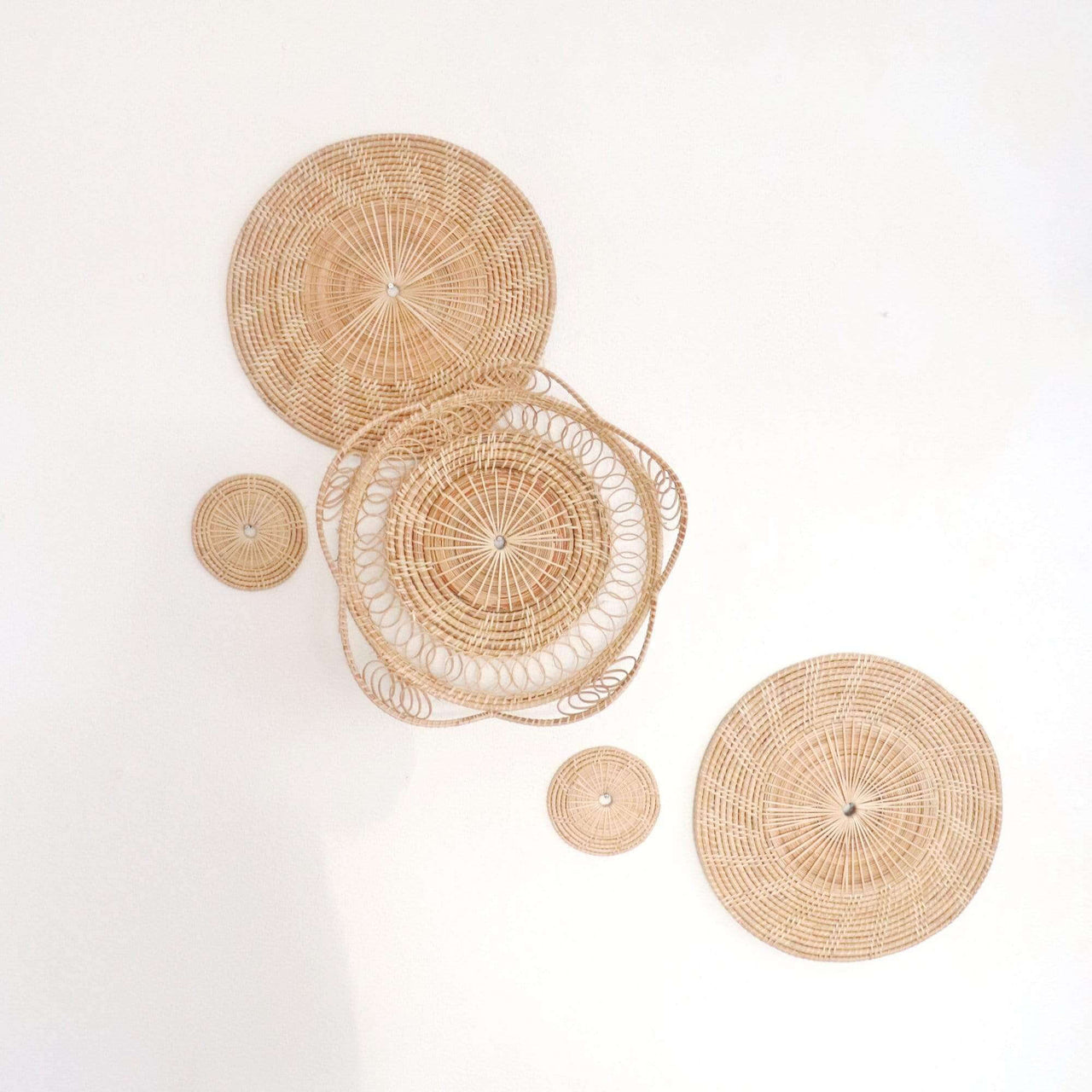 SARANG - Rattan Wall Decor - Handcrafted Natural Rattan (Set of 5)