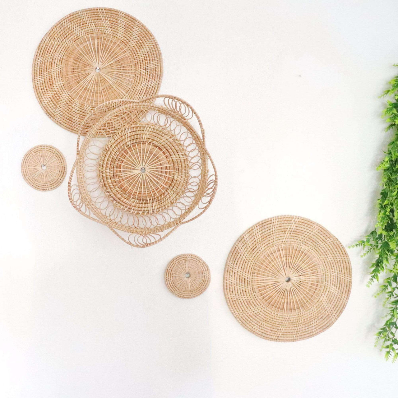 SARANG - Rattan Wall Decor - Handcrafted Natural Rattan (Set of 5)