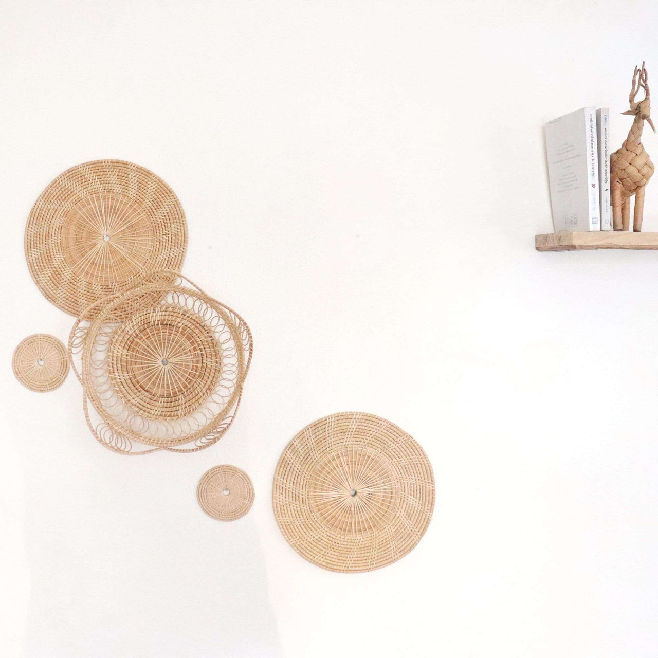 SARANG - Rattan Wall Decor - Handcrafted Natural Rattan (Set of 5)