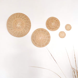 WARRADA - Rattan Wall Decor Set - Bohemian Style Hanging Baskets (5 Piece)